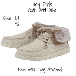 Hey Dude Girl's Britt Youth Slip-On Shoes Faux Fur Lined Y1- L2 New With Tag